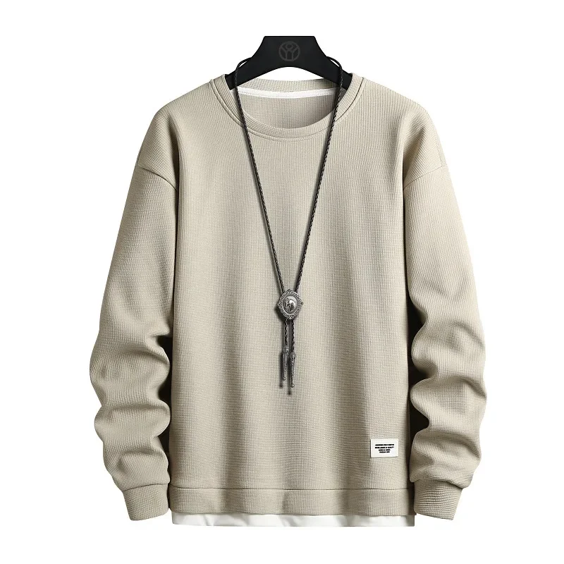 2023 Solid Color Sweatshirt Men's Harajuku Hoodie O Neck Long Sleeve Casual Sweatshirt Men's Pullover Top Dew Men's Harajuku