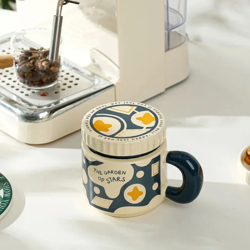 400ml Ceramic Coffee Mug with Lid - كوب قهوة سيرام...