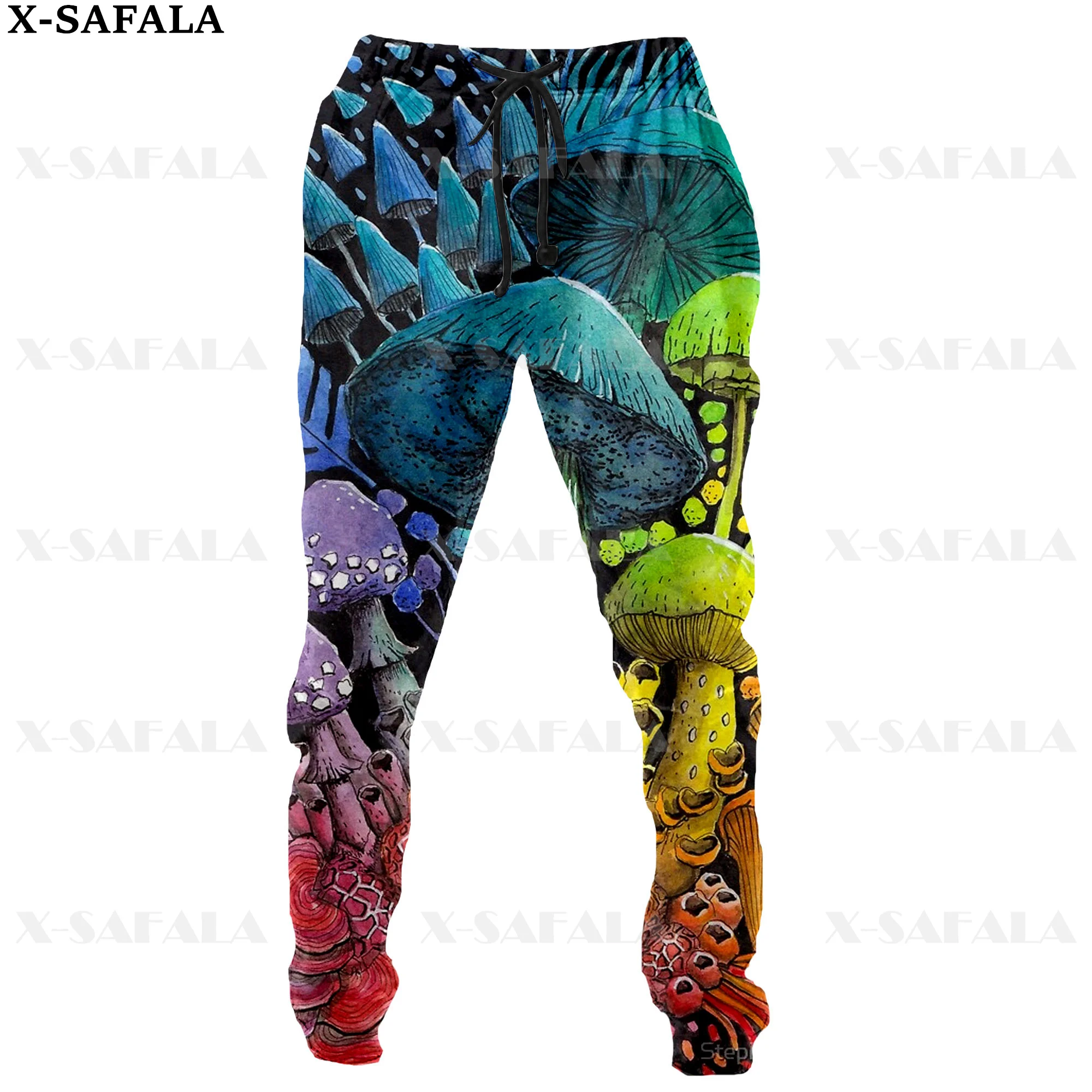 Colorful & Fun Unisex Mushroom Pants, Trippy Mushroom Pattern