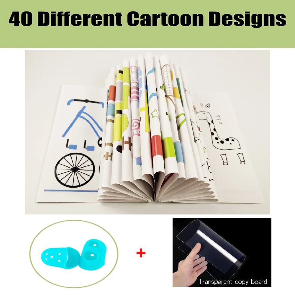 Libro da disegno per penna da stampa 3D riutilizzabile colorata 40 8 modelli di carta spessa modello di pittura con piastra trasparente per penna 3D regali per bambini - immagine 2