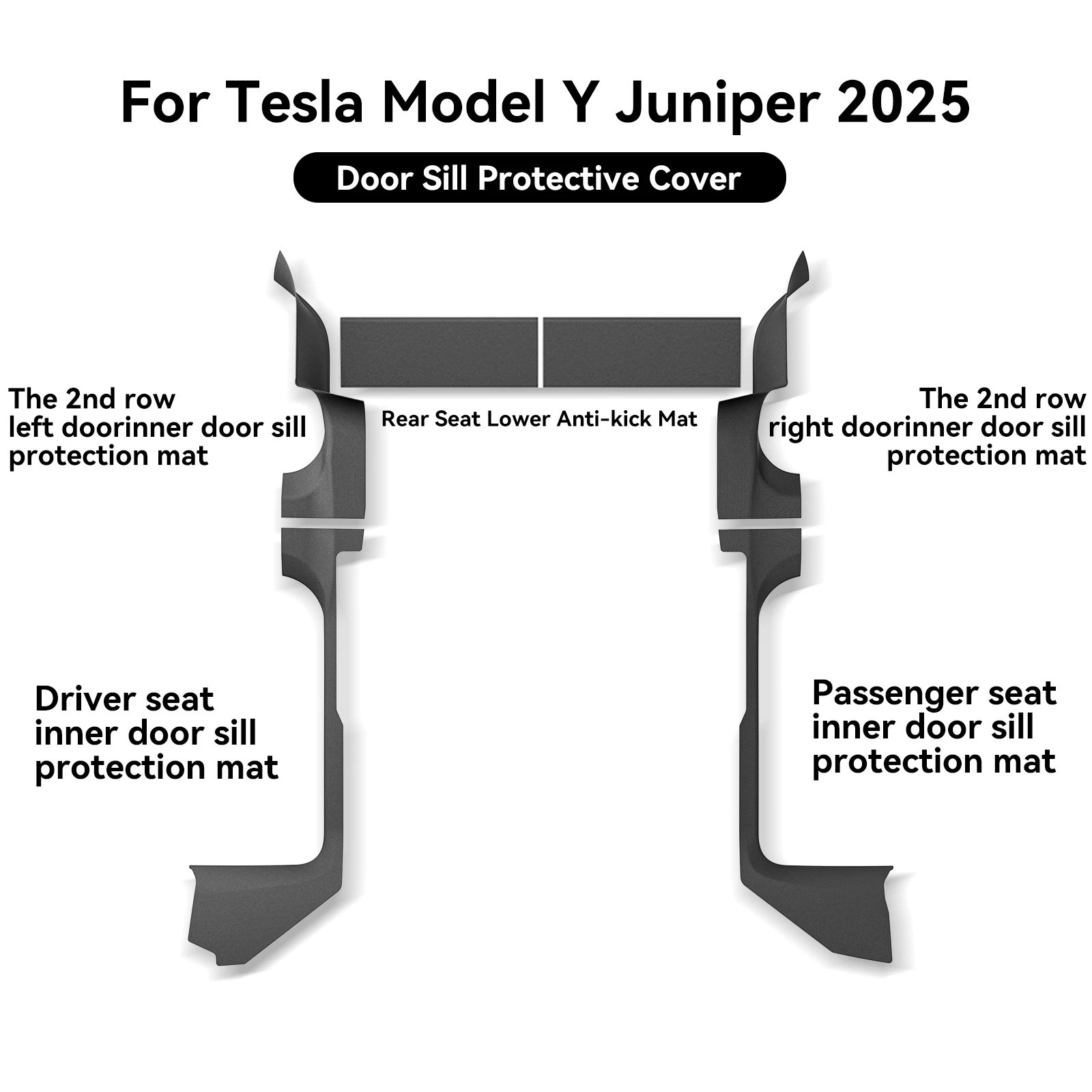 테슬라 모델 Y 2025 2026년 출시용 주니퍼 센터 콘솔 측면 킥 방지 패드 TPE 도어 실 스트립 가드 보호 커버