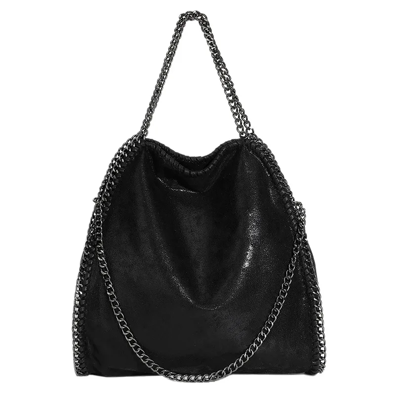 Mode frauen Kette Schulter Tasche Vintage Große Kapazität Umhängetasche Weibliche Faltbare Einfarbig Handtaschen Einkaufstaschen