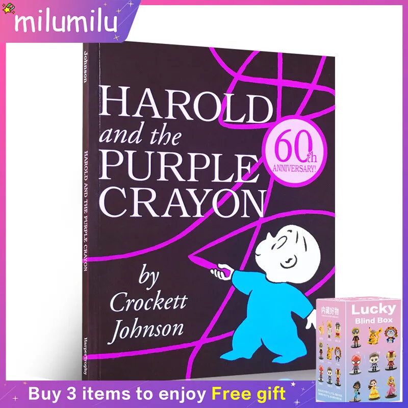 

MiluMilu Harold And The Purple Crayon Buku Children's English Enlightenment Reading Picture Book