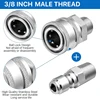 3/8 Inch Pressure Washer Coupler Quick Connect Plug Stainless Steel Male and Female Quick Connect Fittings Washer Accessories 3