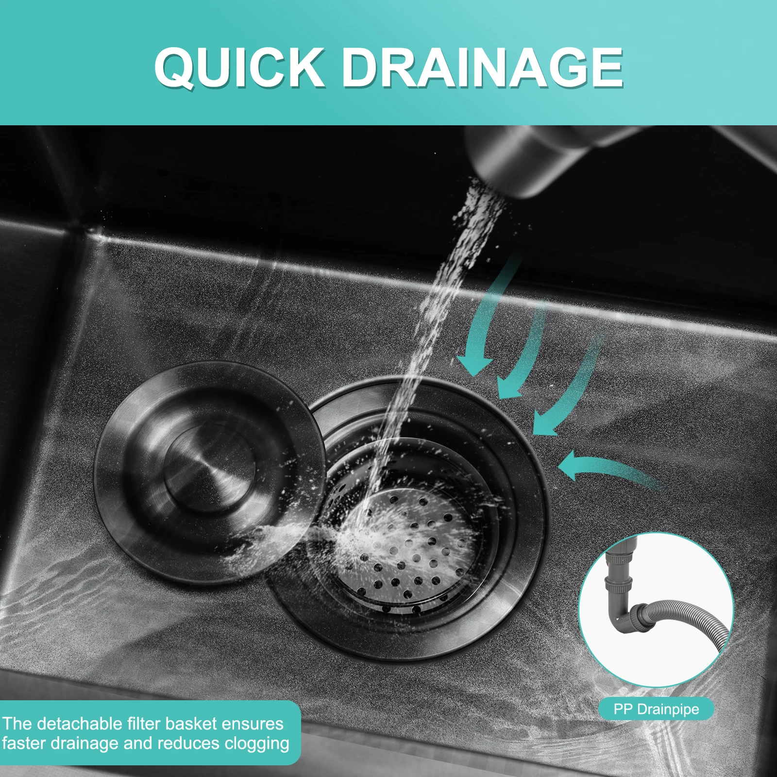 16.9 X 9.8 X 8.7 Inch Single Bowl Kitchen Sink with Foldable Faucet Stainless Steel Kitchen Sink for RV