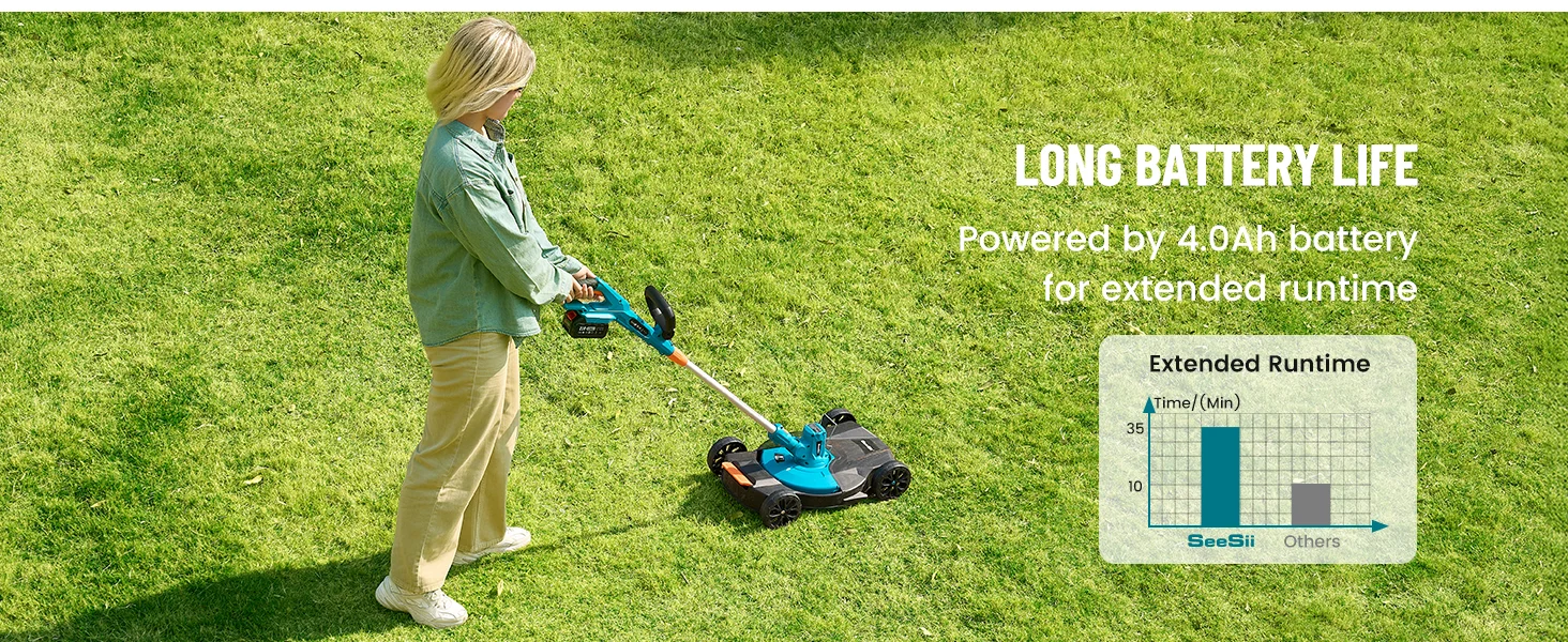 Battery Lawn Mower: 70 Mins Total Runtime