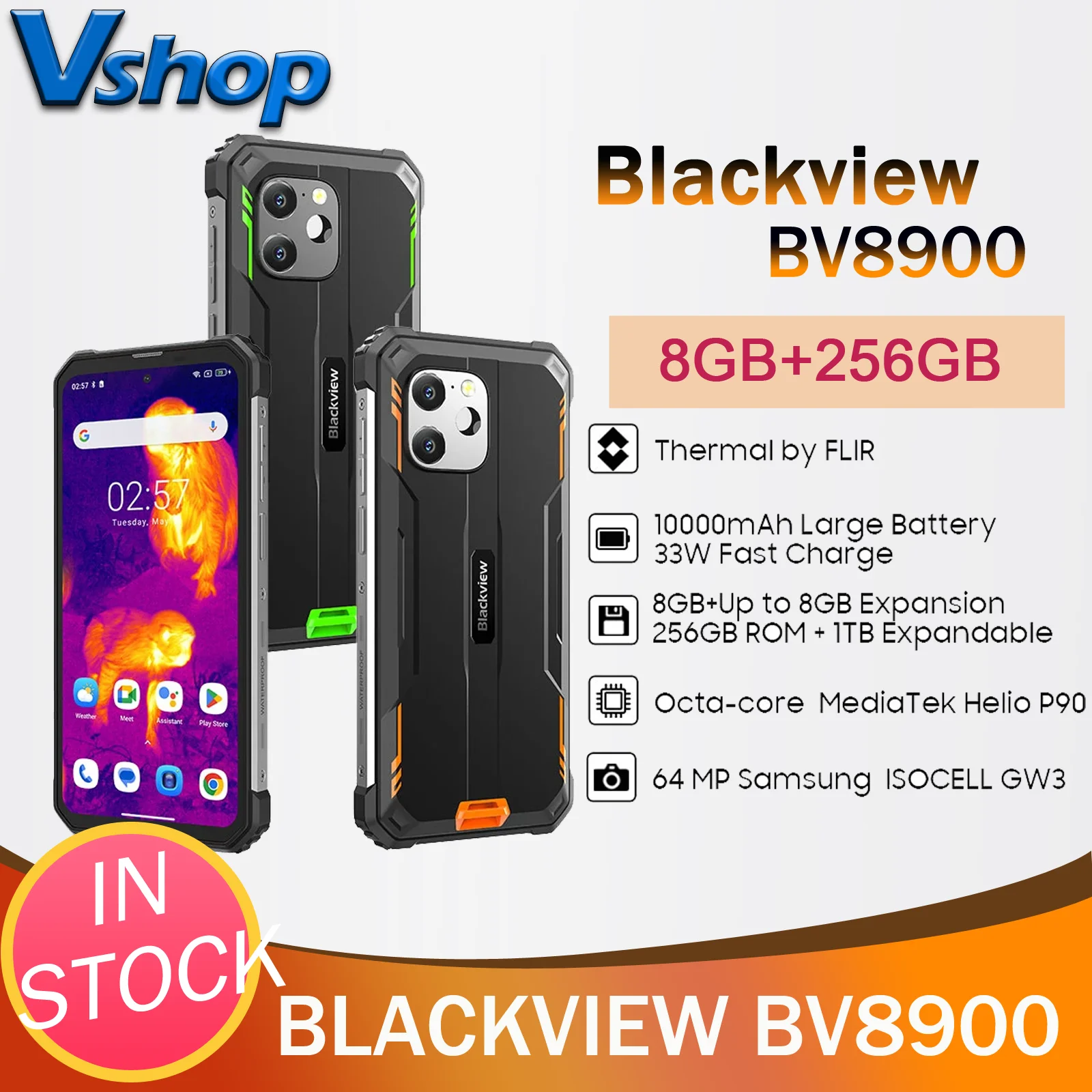 Blackview-BV8900-IP68-Rugged-Phone-Thermal-Imaging-Camera-8GB-256GB-6-5 ...