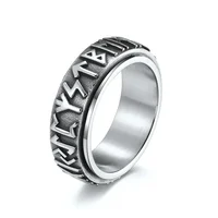 Viking Runes Rings Vintage Stainless Steel Band for Men Nordic Spinner Anxiety Ring Fidget Thumb Ring Gift for Dad Fathers 1