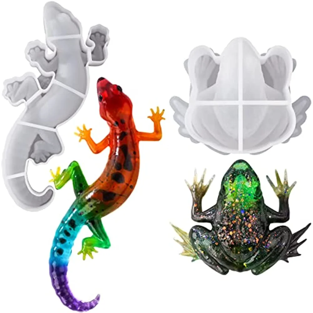 Frog Lizard Shapes Silicone Molds DIY Three dimensional Gecko Wall Decoration Crystal Epoxy Resin Mold