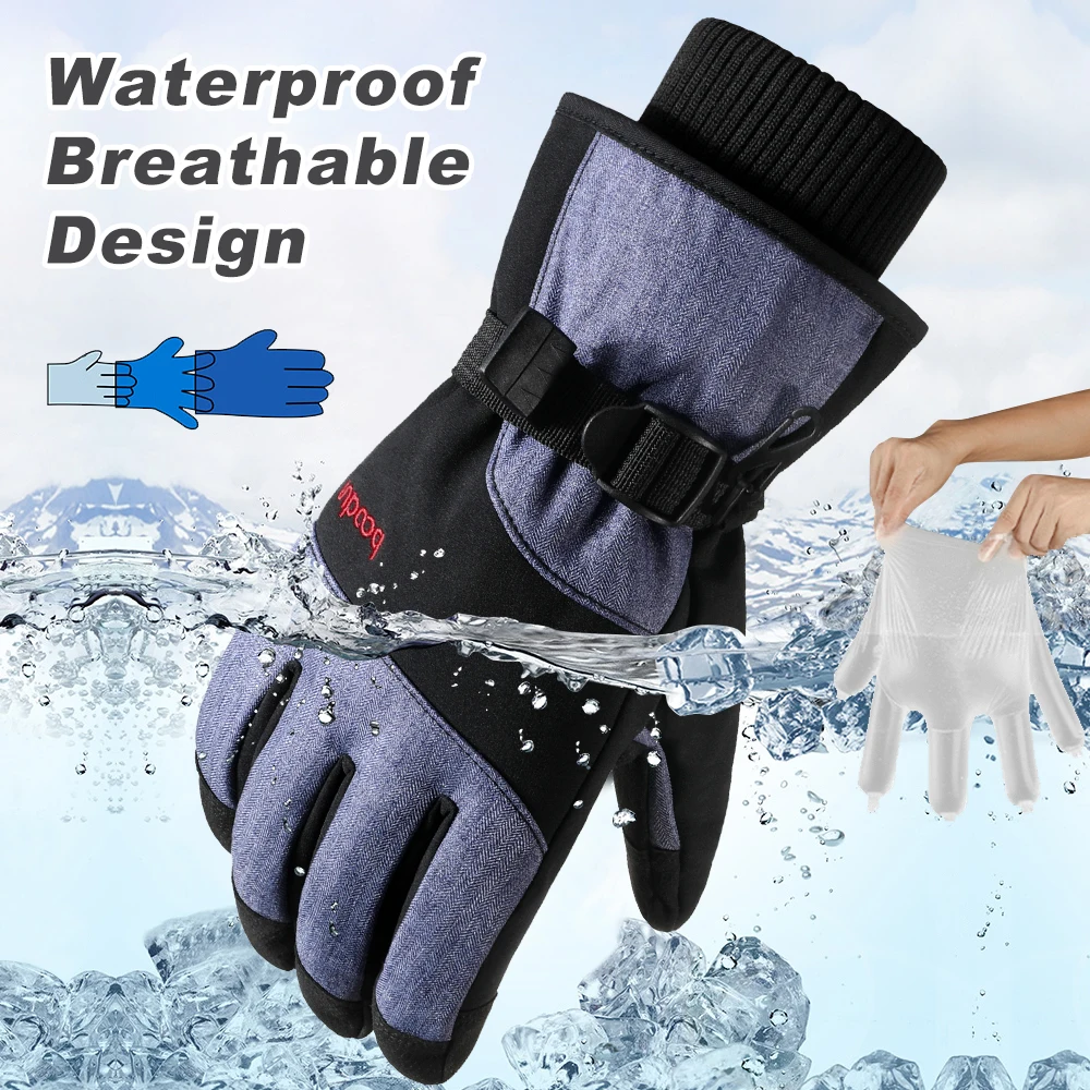Men Ski Gloves Winter Warm Windproof Waterproof Touch-Screen