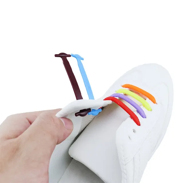 2PC Unisex Lazy Shoe Laces No Tie Silicone Elastic Sneaker Shoelaces  Colorful ☆