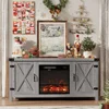 Fireplace TV Stand for Up to 65 Inches TVs, Farmhouse Center with Grooved Barn Doors, Media Console Table with Storage Cabinets 6