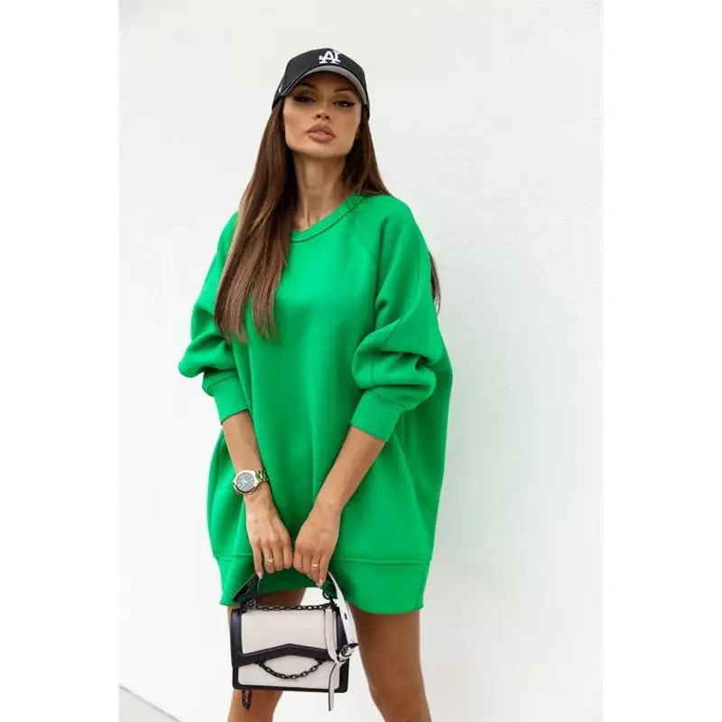 

Autumn Women Fleece Fashion Ladies Medium Long Hoodies Tops for Women Winter Fleece Sweatshirt