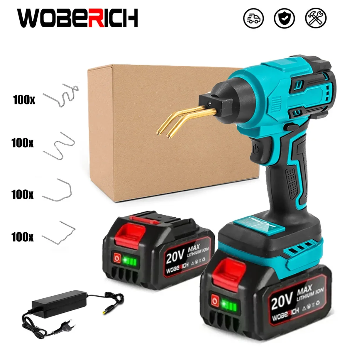 WOBERICH 18V Cordless Plastic Welder Gun Hot Stapler Welding Machine Car Bumper Soldering Iron Shaft Clamps Repair Kit For Makita Battery, cordless plastic welder gun hot stapler welding machine car bumper soldering iron shaft clamps repair kit for Makita battery 18V
