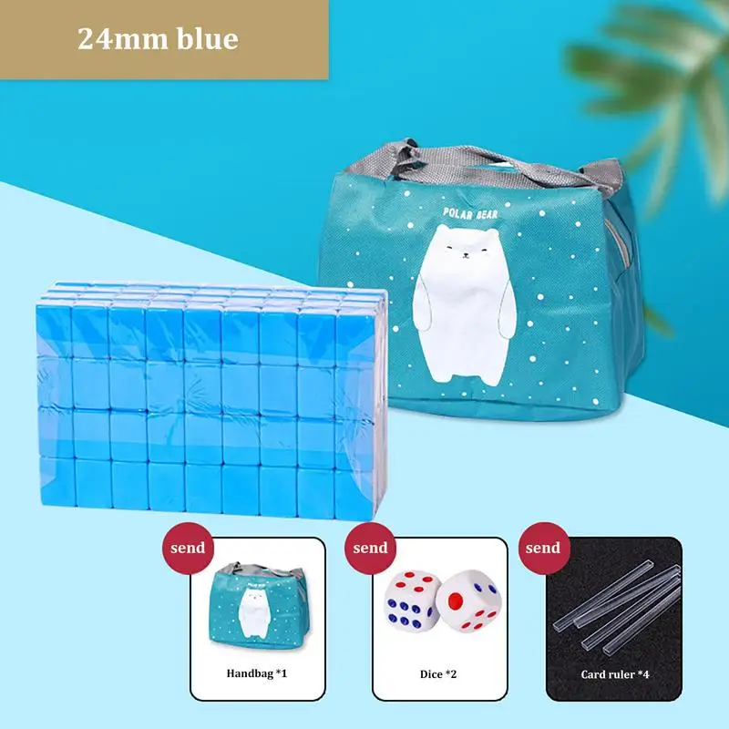 Mini Mahjong Set With Handbag Chinese Traditional Mahjong Board Game Toys Exquisitely Carved Family Leisure Time Strategy Game 6