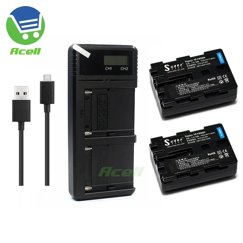 Np-Fm500H Batteria O Doppio Caricabatterie Rapido Per Fotocamera Sony Slt-A99 Slt-A77 Slt-A65 Slt-A58 Slt-A57 A77Ii Ilca-77M2 A99Ii Ilca-99M2