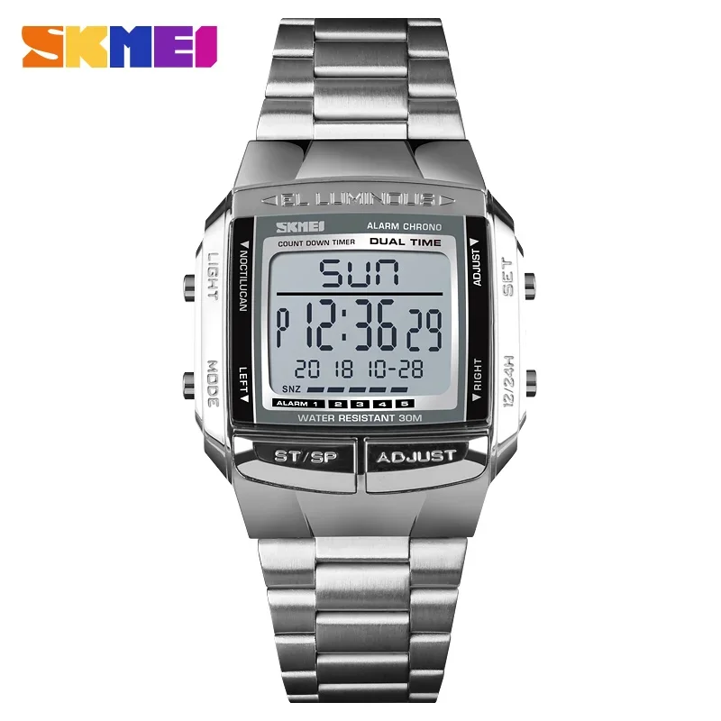 SKMEI 1381 Orologio da polso elettronico da uomo Display a LED impermeabile Orologio digale per uomo Sport milare Orologio maschile 1328 Reloj Hombre  1511