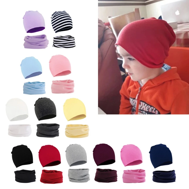 

Girls Hats and Bib Knit Hats and Soft Scarf Set Unisex Windproof Hats Loose Hats with Color Matching in Cold Weather