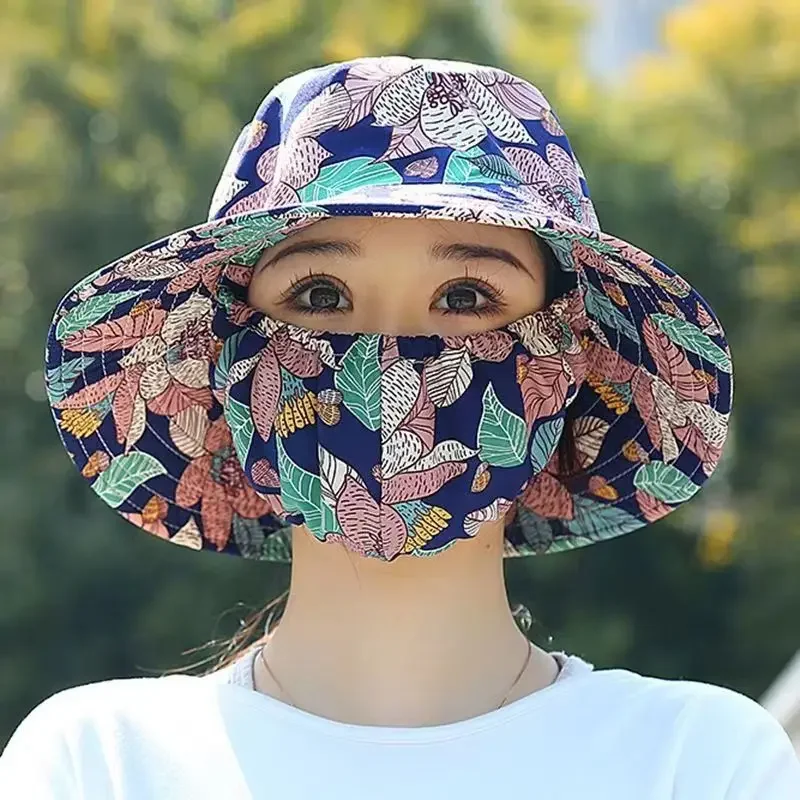 Agricultural Work Hat Gift With Mask Wide Brim Fisherman Hat Four Seasons Dust Mask Sunscreen Hat