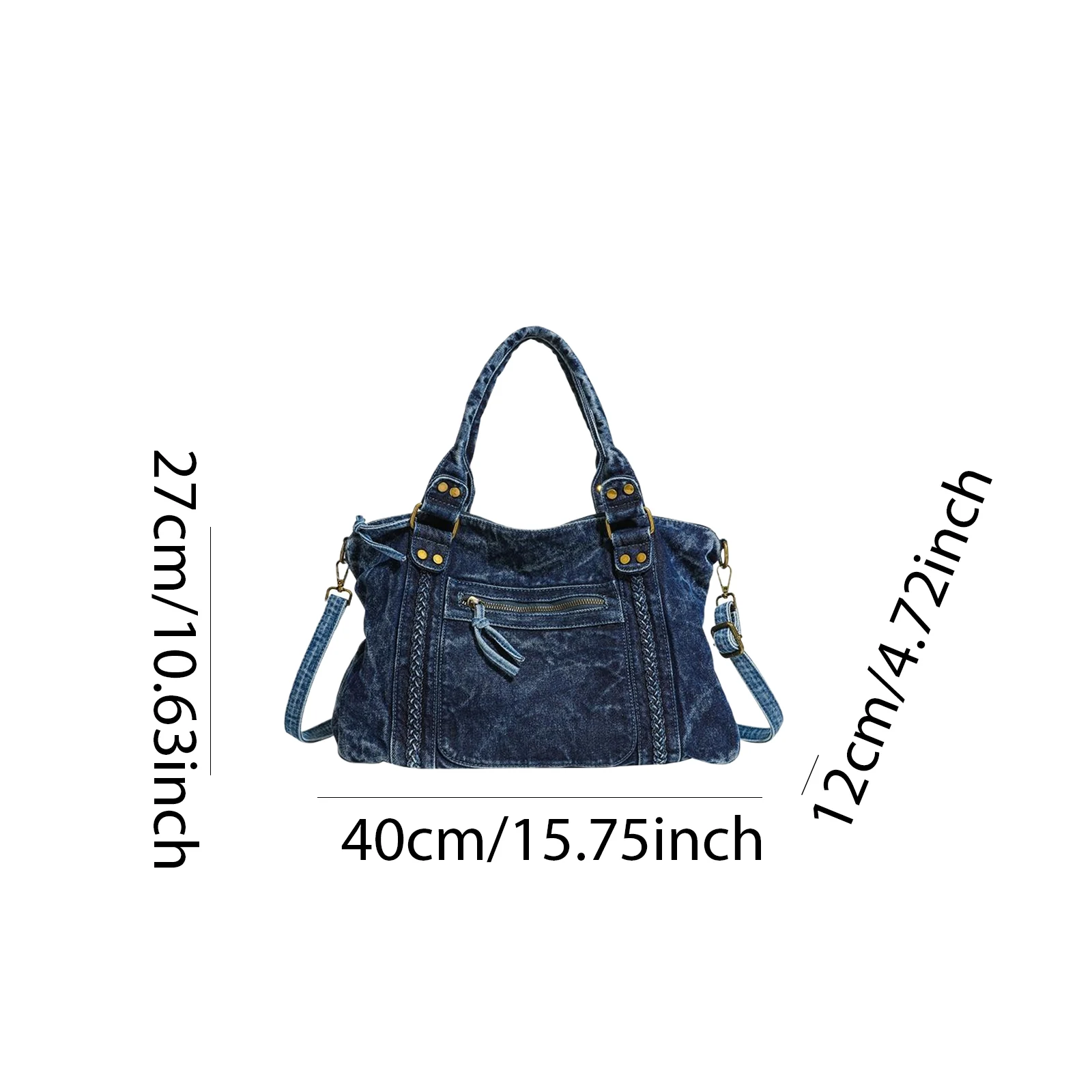 Denim Shoulder Bag Vintage Handbags Fashion Crossbody Bag for Women Work Shopping Travel Daily
