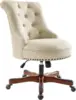Sinclair Beige Upholstered Adjustable Office Chair in Cherry Wood Base 1