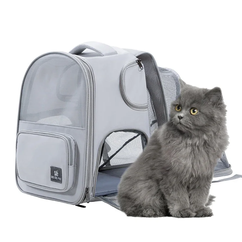 Large Capacity Cat Carrier Backpack Expandable Space with Breathable Mesh Outdoor Travel Folding Pet Tent Bag for Puppy Cat