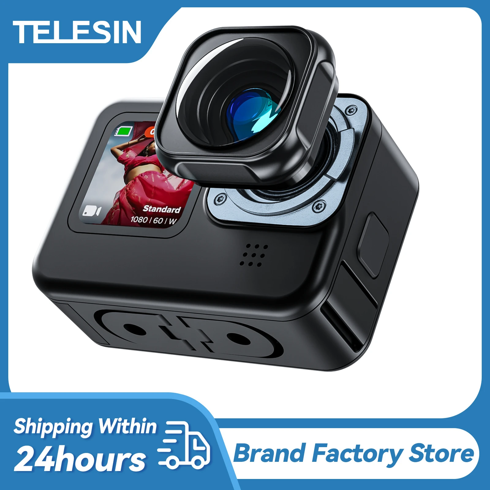 TELESIN Lens Mod For GoPro11 10 9 Max Ultra-wide Angle 155 Degree Max With 2 Protect Covers Action Camera Black Accessories action camera accessory