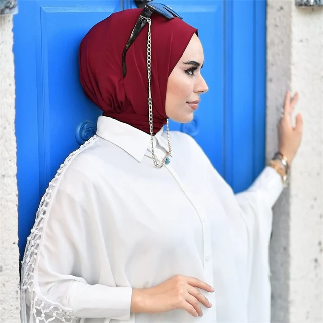 Casquette Hijab Musulmane pour Femme, Sous-Écharpe, Voile en Coton Modal, Turban de Tête Islamique