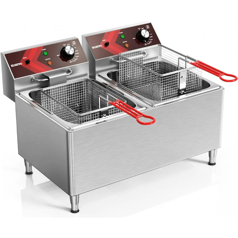 

Deep fryers Commercial Deep Fryer 12L x 2 Large Dual Tank Electric Countertop Fryer for Restaurant with 2 Frying Baskets