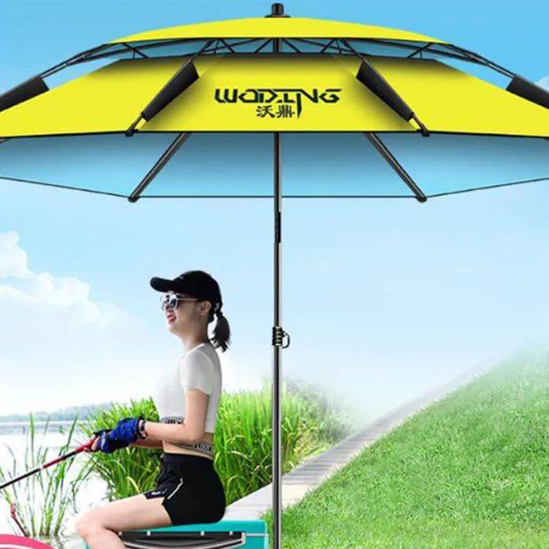 Grand parapluie pêche 2.6m universel imperméable anti-UV anti-vent avec auvent réglable