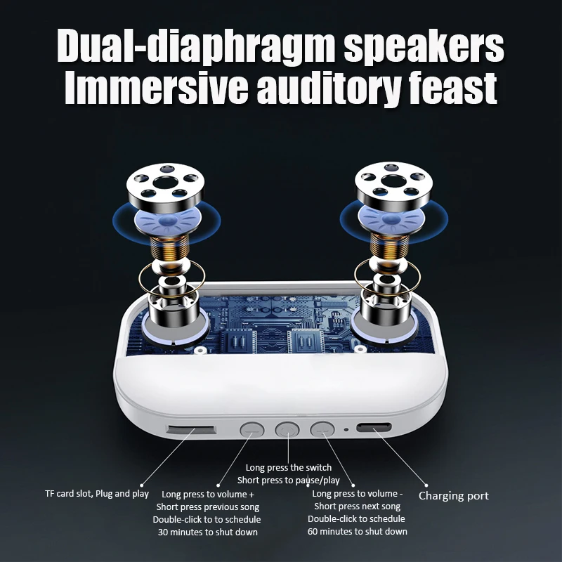 Mini Bone Conduction Bluetooth Speaker Sleep Aid Ultra-thin Wireless Sound Bar Under Pillow Stereo Music Player Long Standby