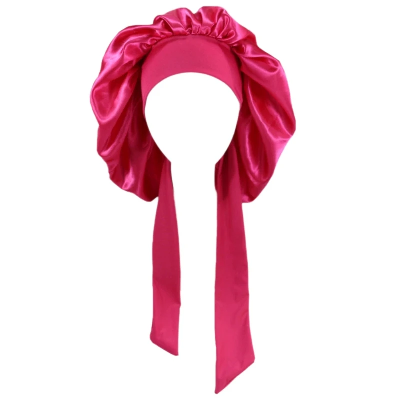 

Girl Polyester Hair Night Sleeping Shower Cap Bonnet Women Hat Elastic