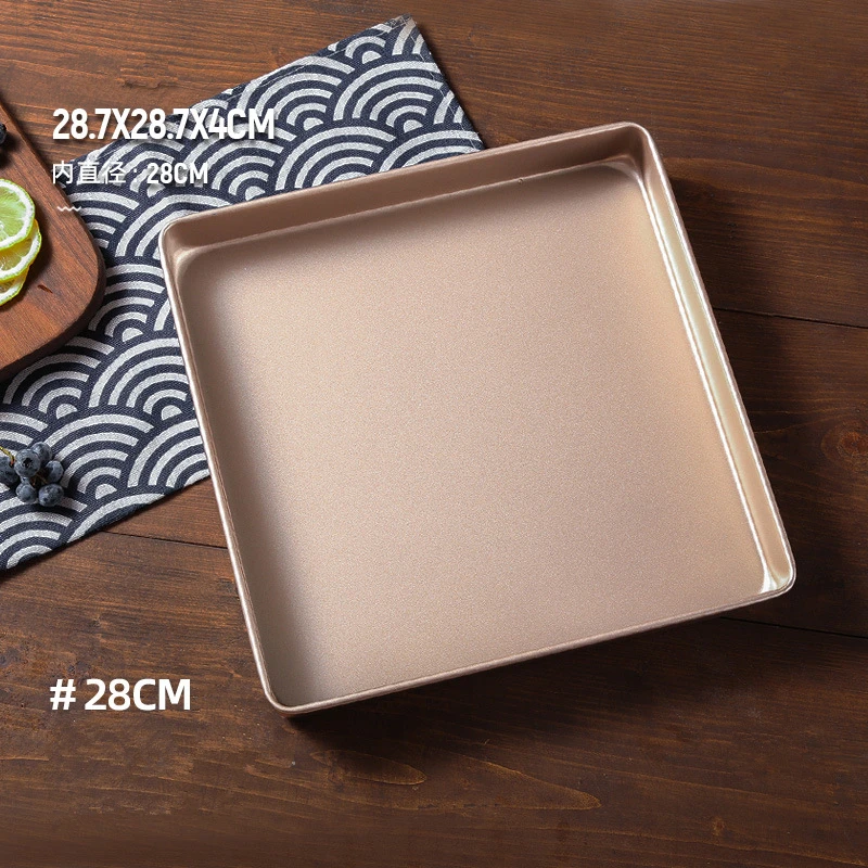 28cm Non-Stick Square Bread Baking Pan Thicken Carbon Steel Cake Loaf Tray Biscuit Pastry Molds Home Kitchen Bakeware Tools Cake Mold Baking Pan Tray