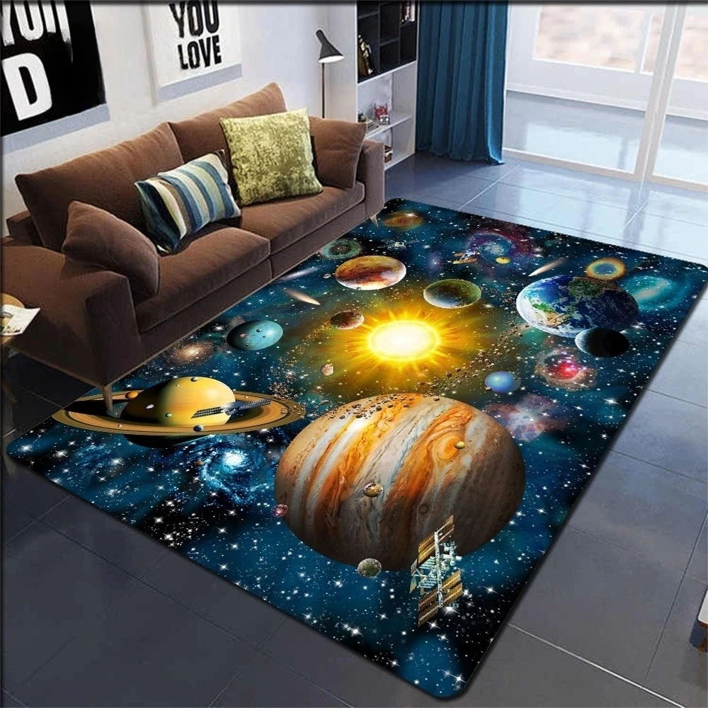 

Solar System Carpet for Kids Room Space Planet Carpets Children's Bedroom Anti-slip Mat Bedside Tapis Play Crawling Mats Decor