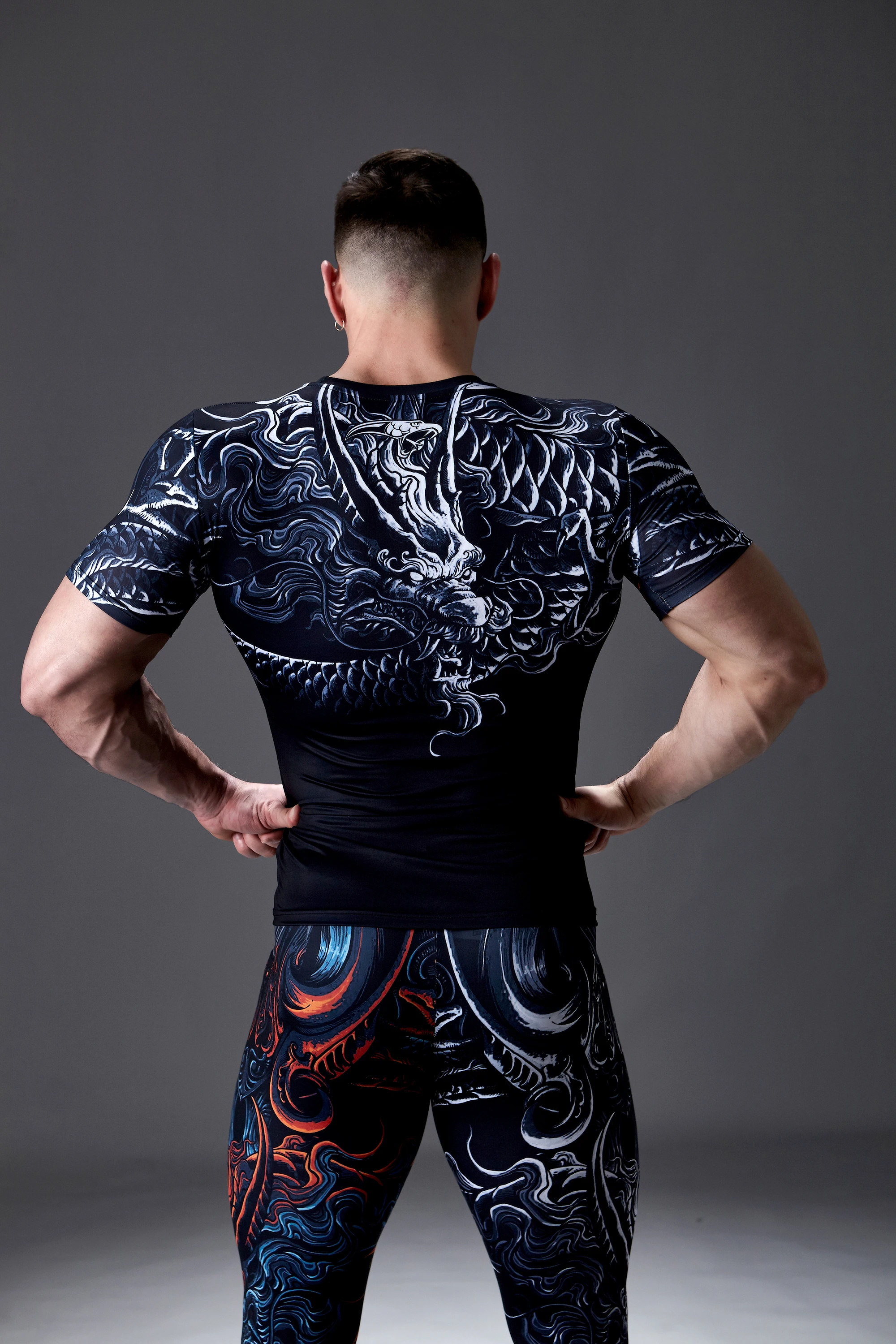 Herren Cartoon Print Kompressions-T-Shirt Jiu-Jitsu MMA Rash Guard Dragon Kleidung Herren Kurzarm T-Shirt Herren Gym Sport Tight Top – Detail 12