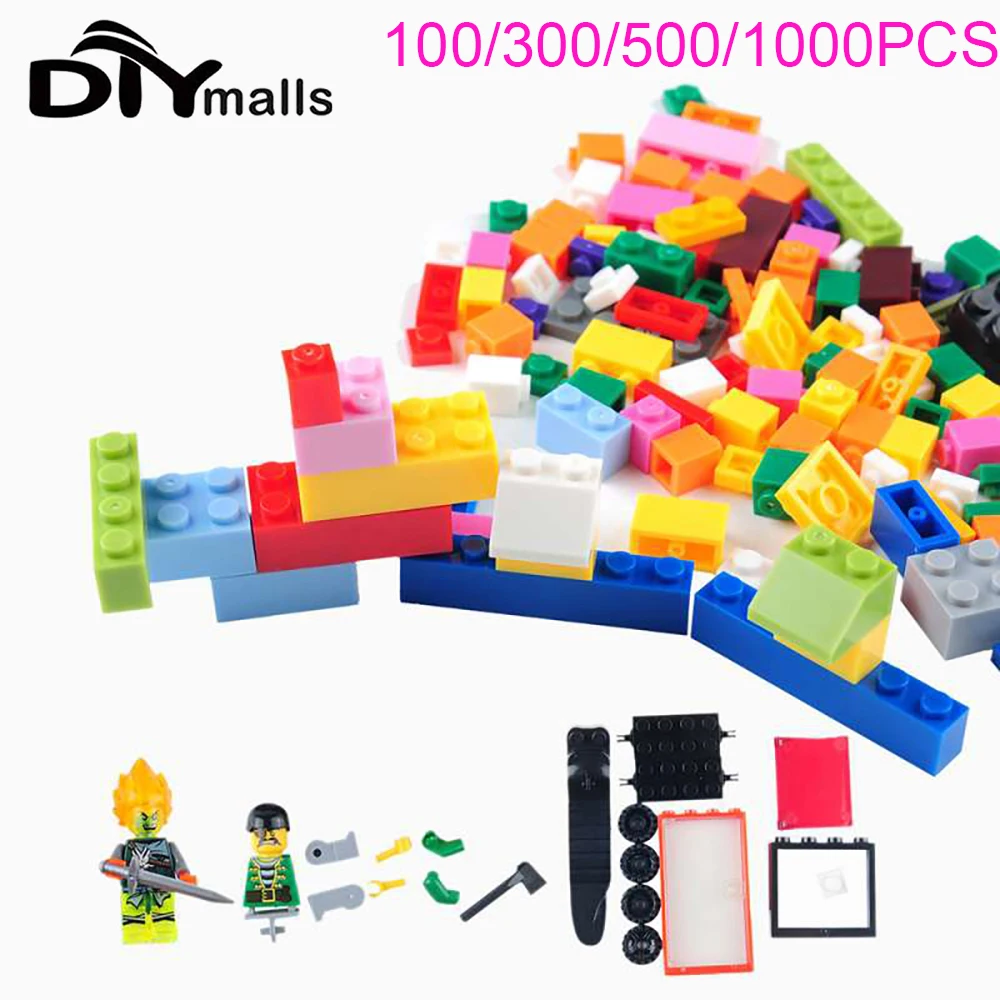 100-1000pcs DIY Creative Plastic Building Blocks Bulk Sets City Classic Bricks Assembly Toy Creative Educational Gift for Kids