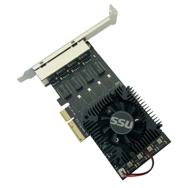 Сетевая карта 2,5 ГБ Ethernet, PCIE, 4 порта, PCI Express X4, RTL8125B, чип RJ45, 2,5 Мбит/с, с охлаждением 4