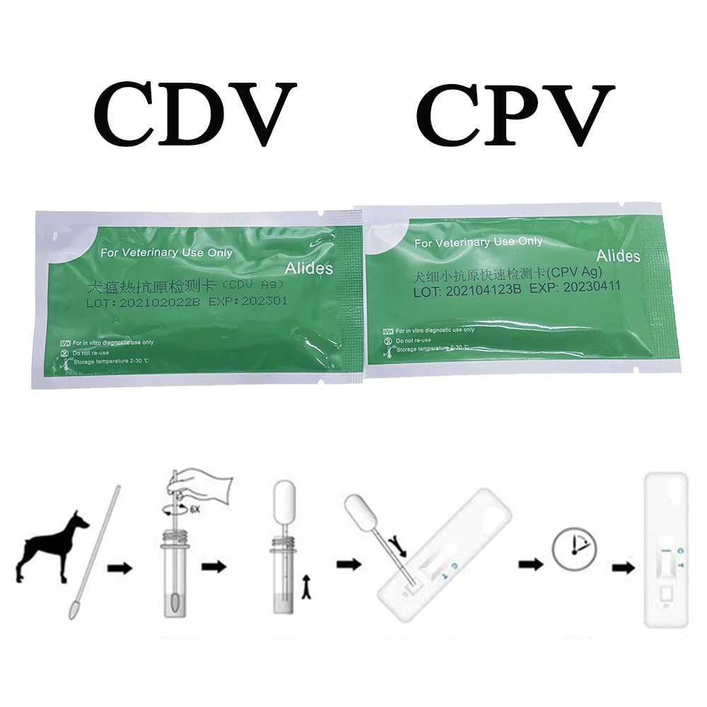 10PCS Canine CDV CPV Distemper Parvovirus Test Paper Kit Raid Strip Card Pet Dog Home Clinic Use Health Detection For Veterinary