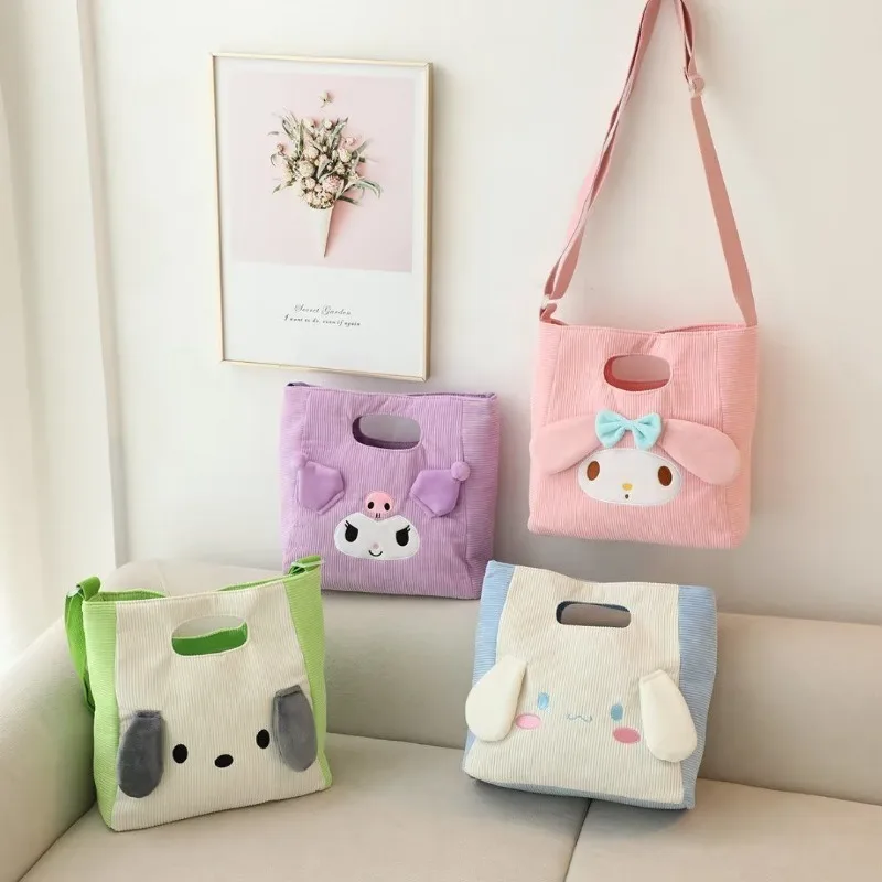 

Kawaii Sanrioed Anime Cartoon series mymelody Cinnamoroll Kuromi cute Printed pattern high-capacity One shoulder crossbody bag