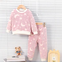 Baby Girl Autumn/Winter Plush Night Fluorescent Home Fur Baby Warm Pajama Set Fashionable and Comfortable Child Accessories 1