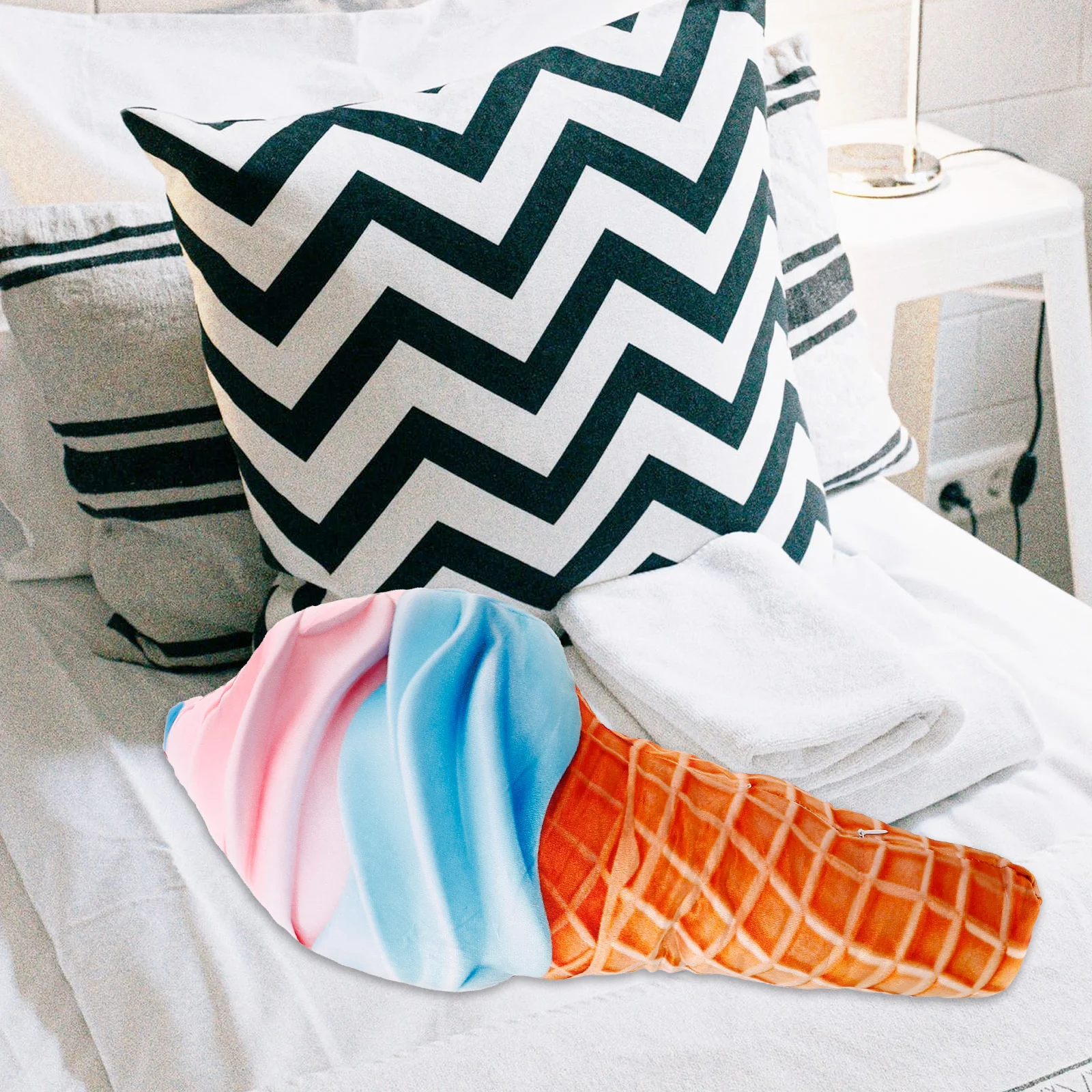 Ice Cream Pillow Fun Toy Lovely Supple Throw Decorate Cute Comfortable Cone Cushion Short Plush Backrest