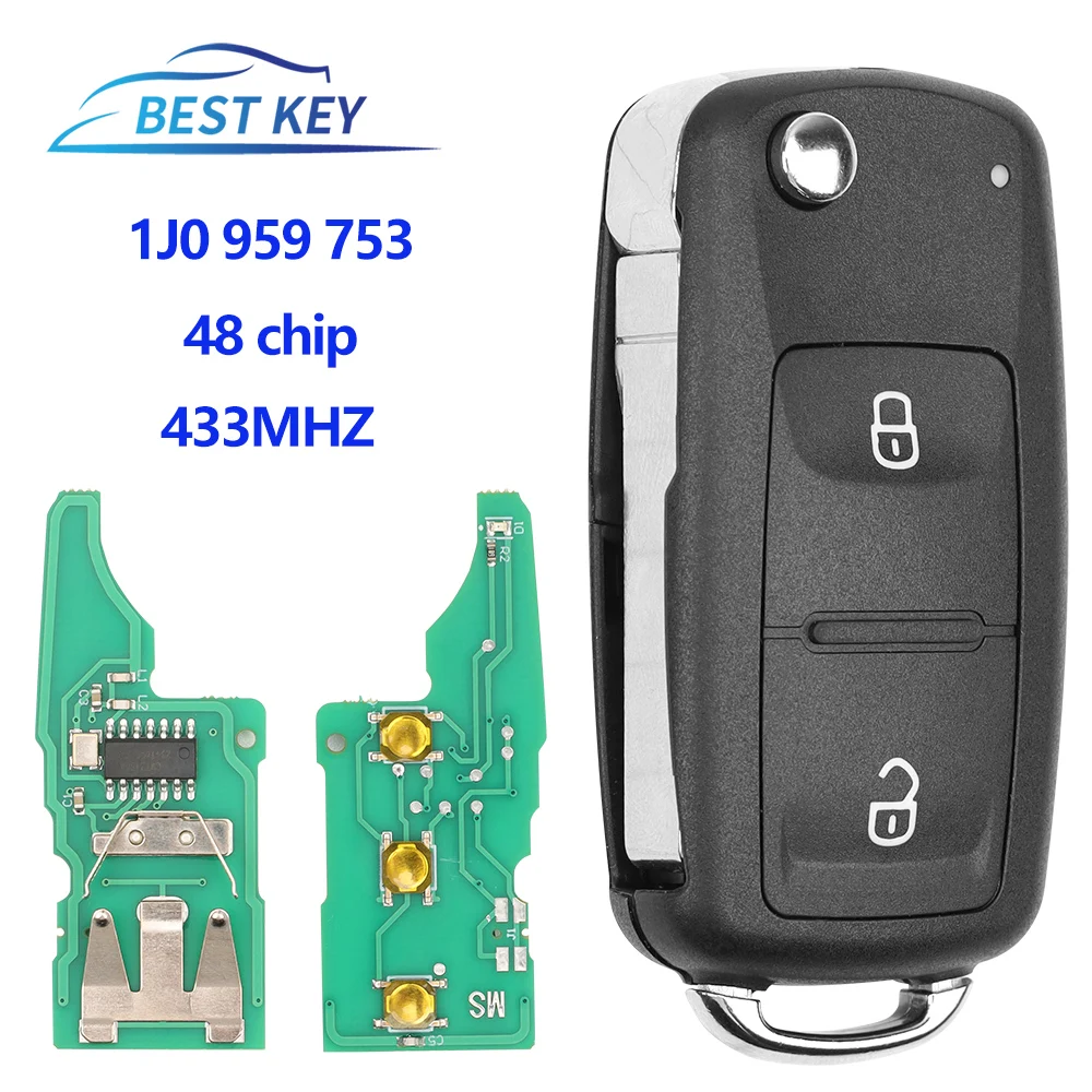 BEST-KEY-2-Buttons-Flip-Remote-Car-Key-Fob-For-VOLKSWAGEN-VW-Golf-4-5 ...