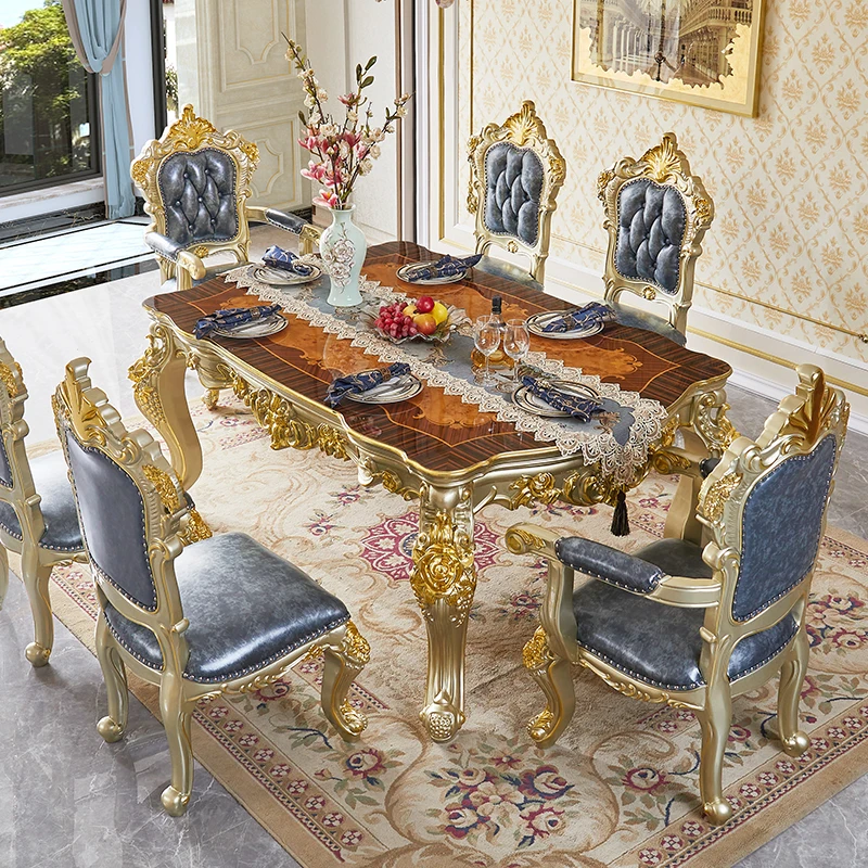 

Dining Room Furniture Marble Round Dining Table European Style Household Oak Luxury