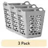 (3 pack)  Flexible Plastic Square Laundry Hamper, Soft Silver 1