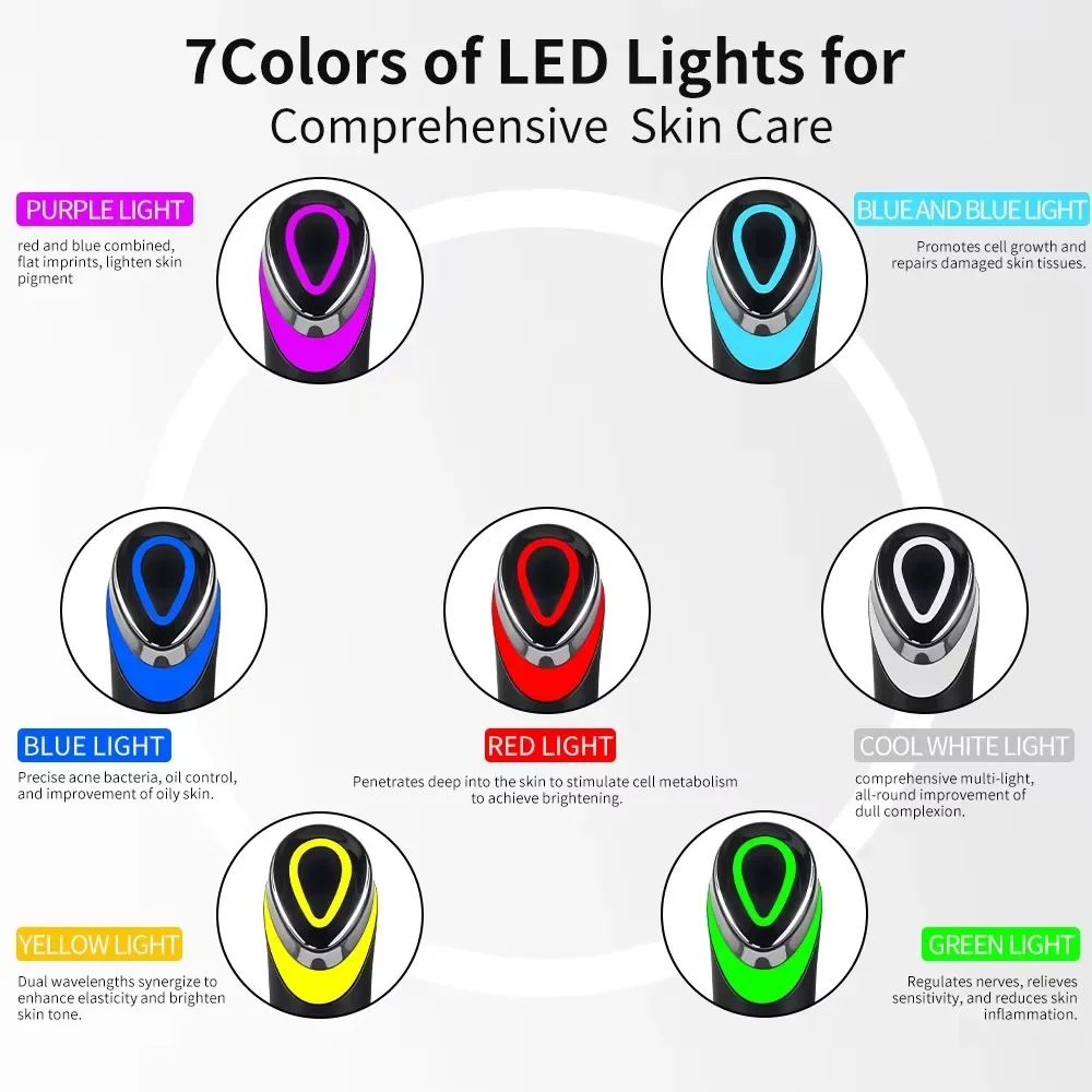 Booster Pro LED Facial Light Therapy 7 Colors Eye Beauty Wand Red Light Eye Massager For Skincare & Blue Rejuvenation Tool