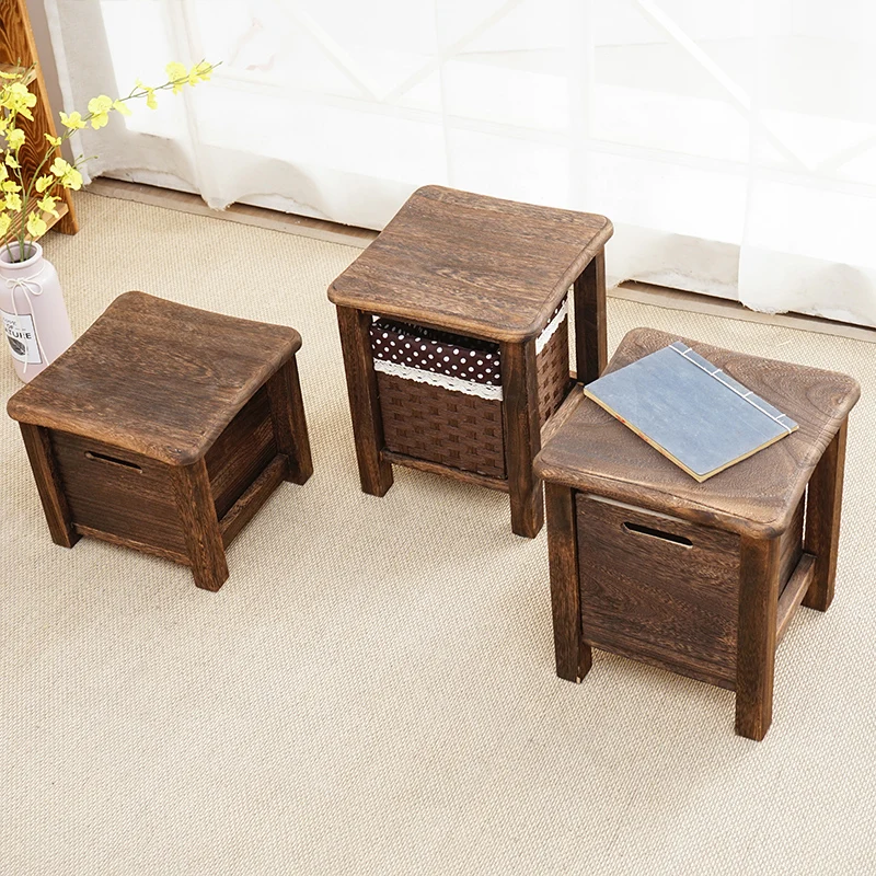 

Storage bench storage box can sit shoe stool small size household solid wood storage stool entry shoe stool creative