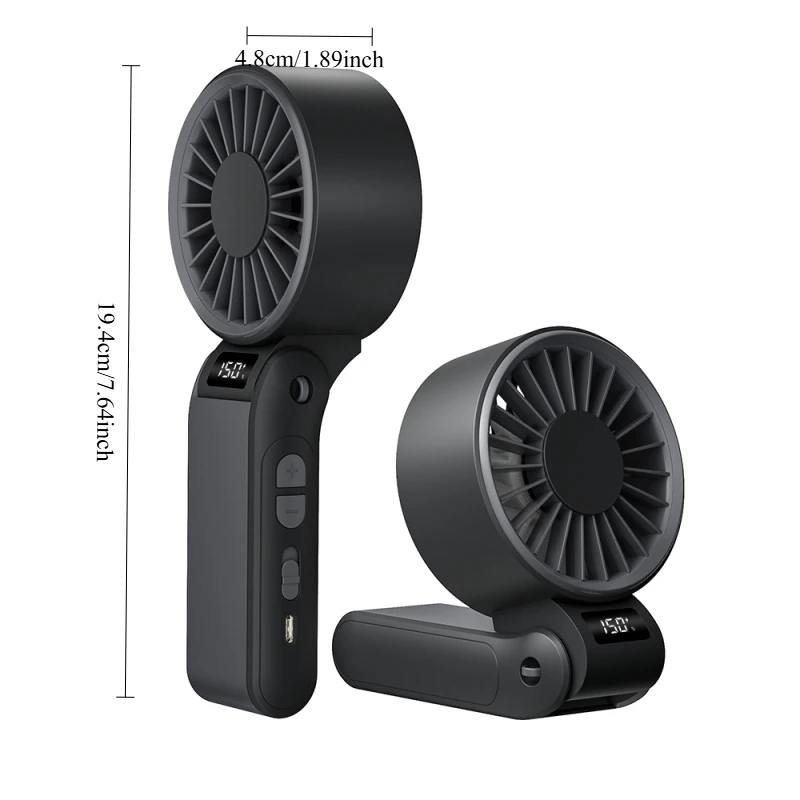 Foldable Rechargeable Handheld USB Fan - Portable Mini Cooling with Adjustable Speeds