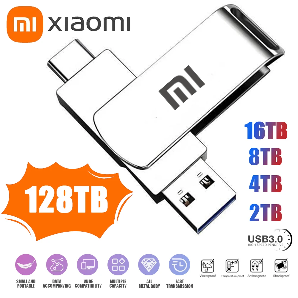Высокоскоростной флеш-накопитель Xiaomi U Disk 128 ТБ USB 3,1 8 ТБ 4 ТБ переносная металлическая карта памяти SSD флеш-накопитель USB-карта
