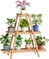 Plant Stand Bamboo for Indoor Outdoor Tiered Plant Shelf 8 Potted Flower Holder Ladder Rack Garden Balcony Living Room Patio 2