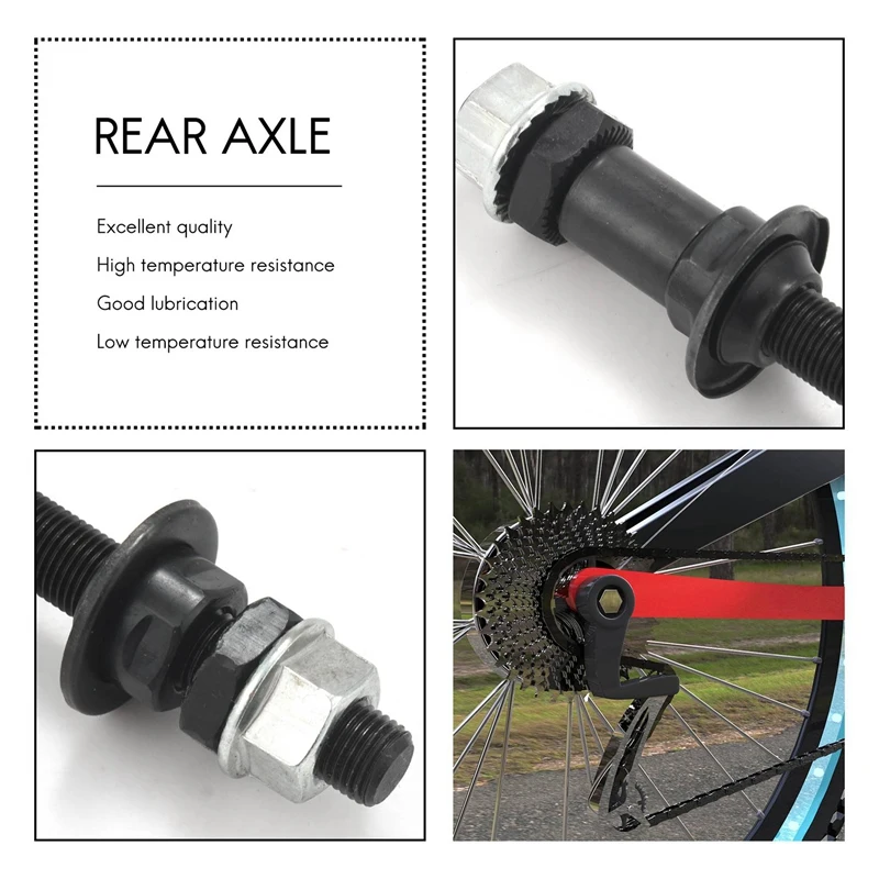 YUPVM Moyeu arrière allongé de 240 mm pour VTT, vélo de neige, essieu arrière remonté, essieu arrière, noir